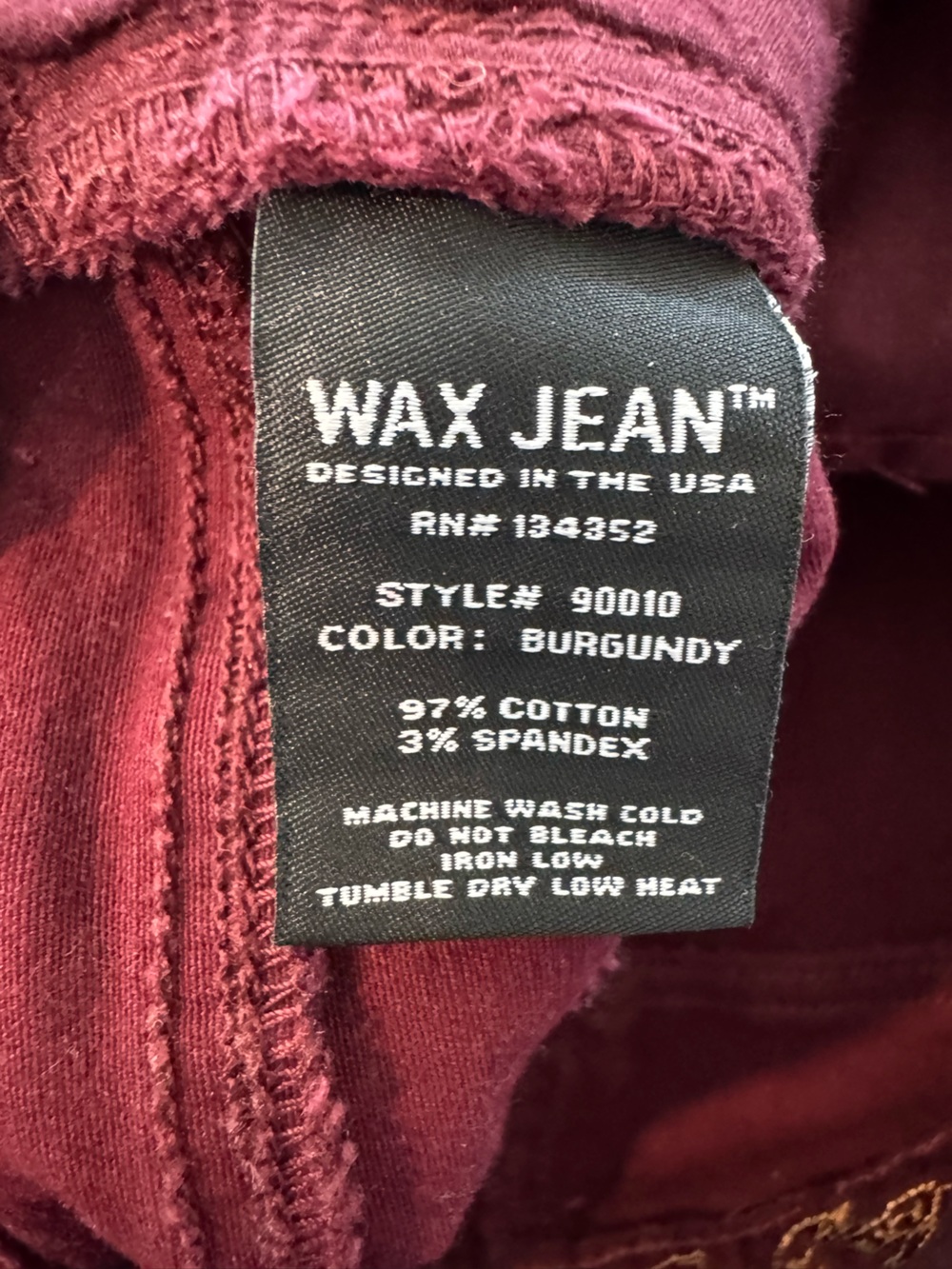 Wax Jean Burgundy Premium Skinny Twill Cargo Pants Size 9 - Picture 4 of 5